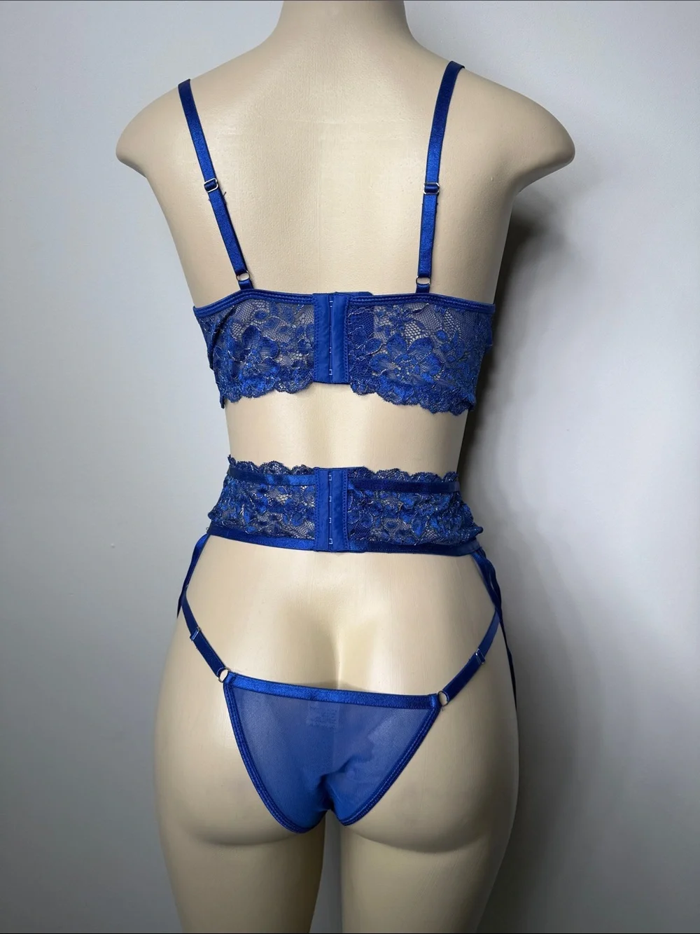 Blue Lace Strappy Lingerie Set - Women's Intimates